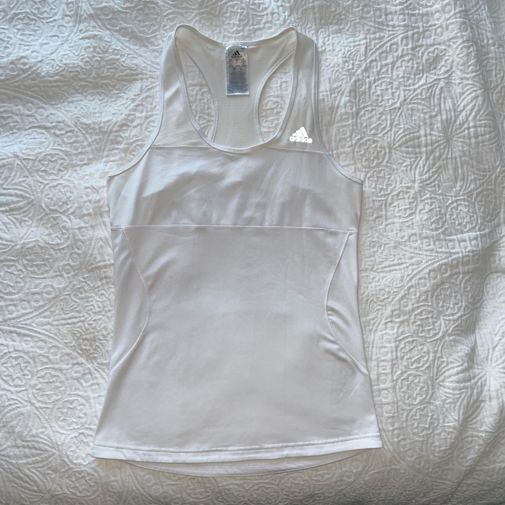 Adidas razorback with keyhole white athletic tank top